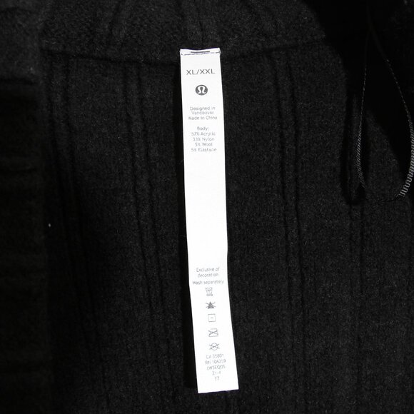 Lululemon Twin Rib Sweater Wrap Cardigan Black Chunky Knit Wool Size XL / XXL - Picture 16 of 16